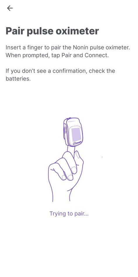 Nonin 3230 Pairing Screen