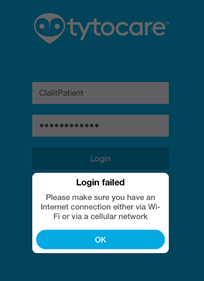 TytoCare App Login Failed Connectivity Error