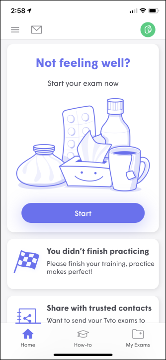 TytoCare App Start Button