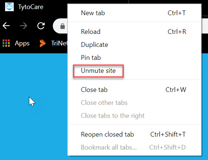 Unmute Site Tab Option