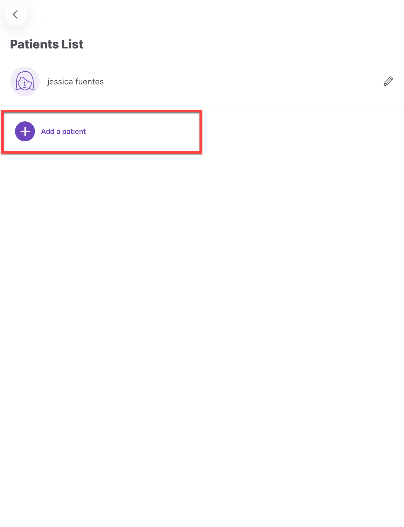 Add a Patient Button